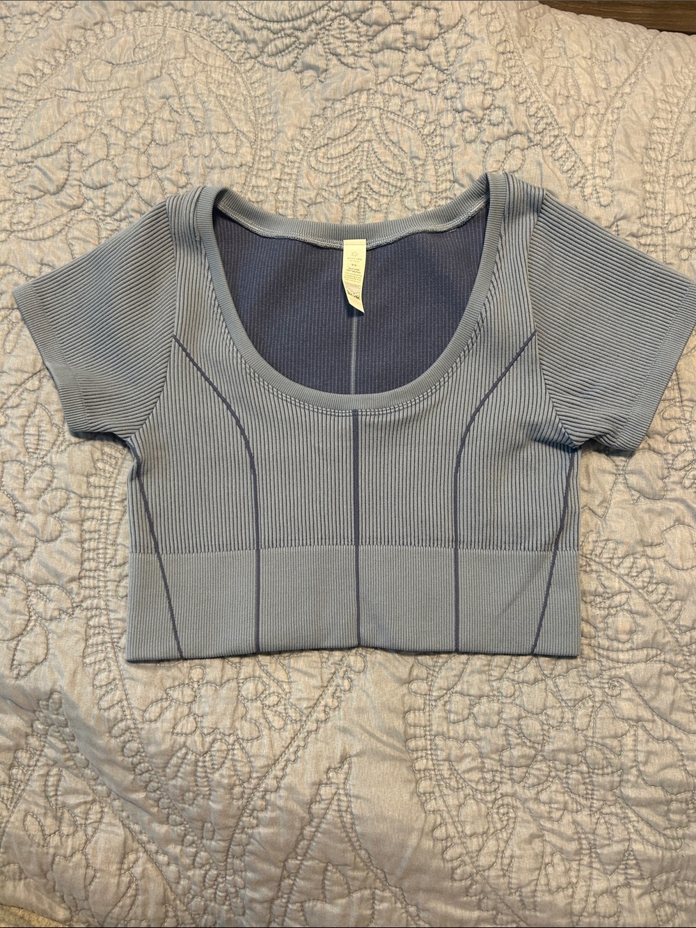 Aerie Ribbed Scoop Neck Crop Top - Light Blue